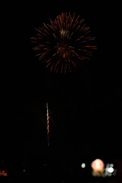 Loud Fireworks Exploding Black Background Can Used Overlay Resource — 스톡 사진