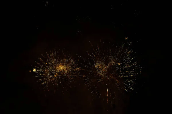 Loud Fireworks Exploding Black Background Can Used Overlay Resource — Stock fotografie