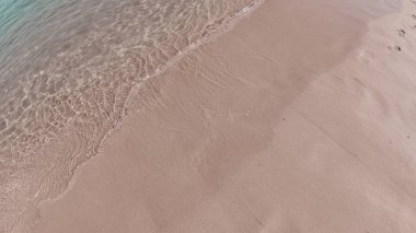 waves from above on clear water against sand
