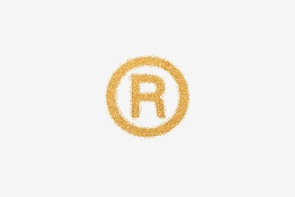 Registered Trademark Symbol Made Golden Glitter Plain Background — Stock Fotó