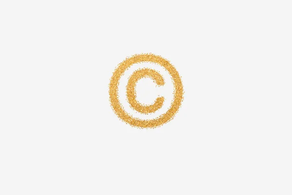 Copyright Symbol Made Golden Glitter Plain Background — Stock Fotó
