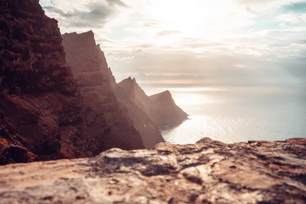 Acantilado Volcánico Sobre Mar Gran Canaria —  Fotos de Stock