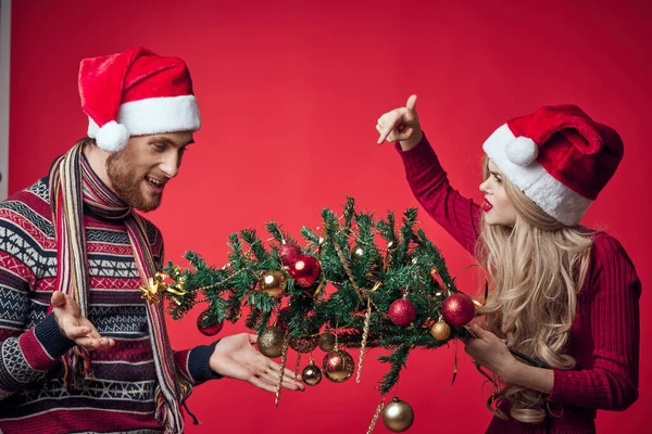 Mann und Frau Urlaub Weihnachten Spaß Romantik Lifestyle — Stockfoto