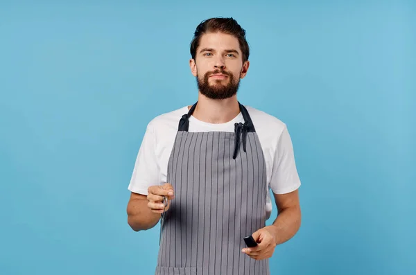 Homem Barbudo Que Trabalha Barbearia — Fotografia de Stock