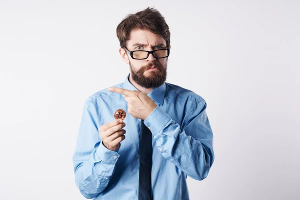 Geschäftsmann Hemden mit Krawatte Kryptowährungstechnologie Finanzen — Stockfoto