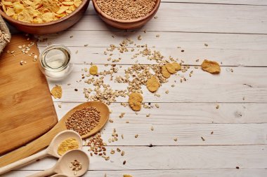 Tahta mutfak ürünleri tahıl ürünleri ahşap zemin
