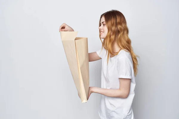 Woman Craft Bag Shopping — Stock Photo, Image