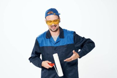 erkek inşaatçı yenileme inşaat hizmeti ışık arka planı
