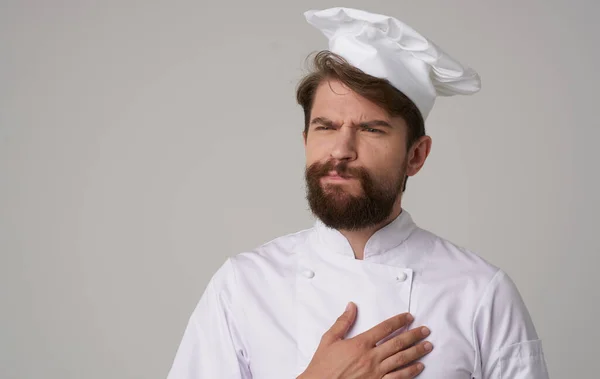 male cook Chef uniform Cooking emotions light background