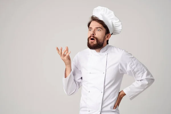 Chef cucina lavoro mano gesti isolato sfondo — Foto Stock