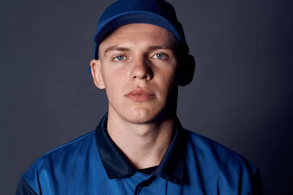 Trabalho de serviço oficial de trabalhador uniforme azul — Fotografia de Stock