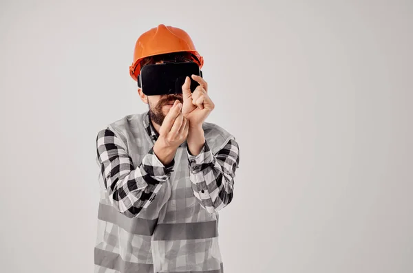 engineer in virtual reality glasses innovation isolated background