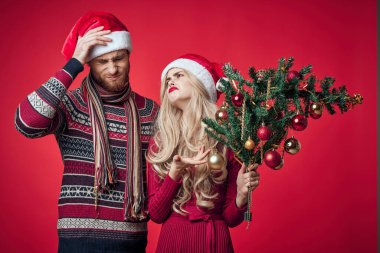 Erkek ve kadın Noel tatili duygusal romantizm dekorasyonu