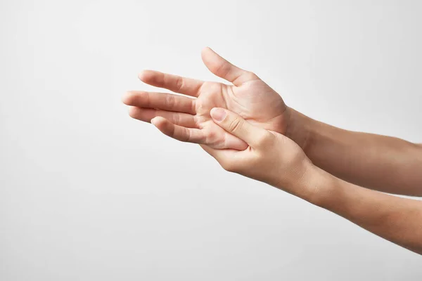 Handskada ledproblem reumatism ljus bakgrund — Stockfoto