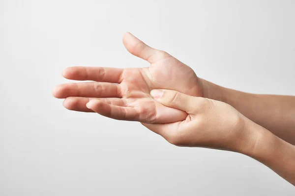Handskada ledproblem reumatism ljus bakgrund — Stockfoto