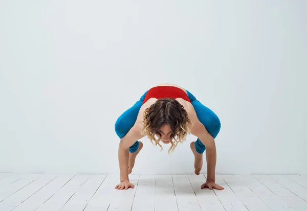 Sports woman exercise workout meditation posing — Stock Photo, Image