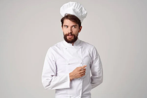 Uomo ristorante servizio Mano professionale gesto luce sfondo — Foto Stock