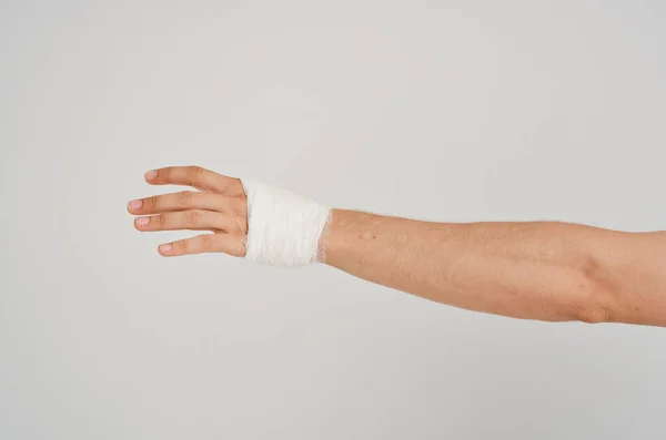 Bandaged Hand Close Injury Medicine — Stock Photo, Image