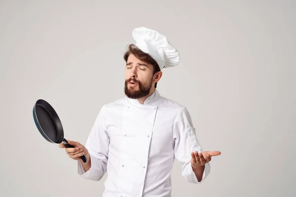 Uomo Uniforme Chef Ristorante Che Lavora — Foto Stock