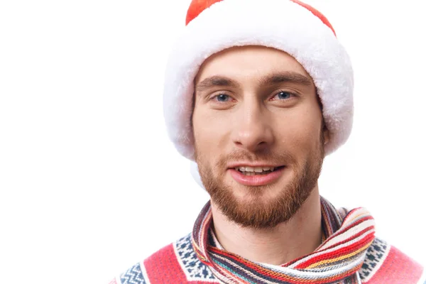 Een Man Met Een Kerstmuts Hoge Kwaliteit Foto — Stockfoto