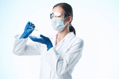 Bilim adamı analizi biyoteknoloji araştırma tıp ışık arka planı