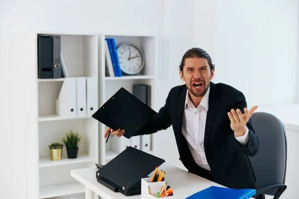 Gerente emociones oficina escritorio jefe — Foto de Stock