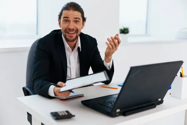Man workflow in the office documents emotions Lifestyle — Stock Photo, Image