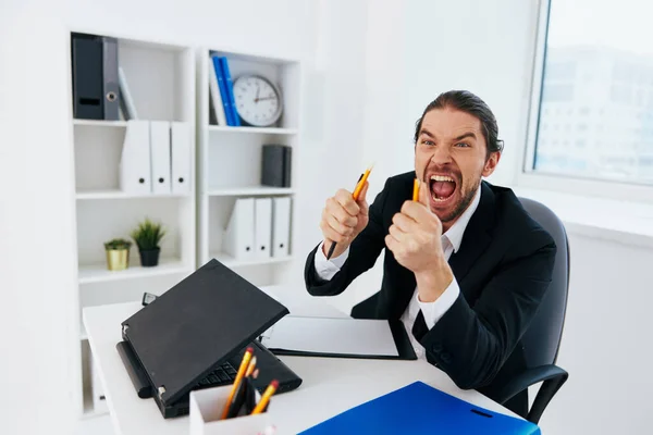 Manager Emotionen Arbeit Schreibtisch Chef — Stockfoto