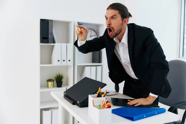 Manager känslor arbete kontor skrivbord Livsstil — Stockfoto