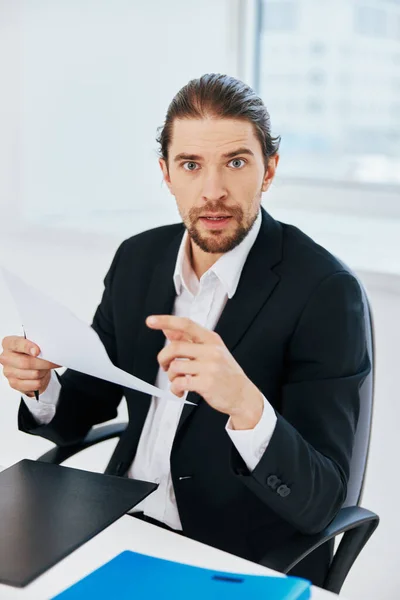 Geschäftsleute Büroarbeit Blauer Aktenordner Lifestyle — Stockfoto