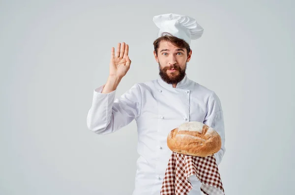 Barbuto uomo chef ristorante fornitura di servizi industria culinaria — Foto Stock