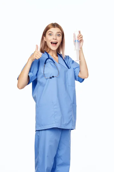 Infirmière Travail Tenant Une Grosse Seringue Photo Haute Qualité — Photo