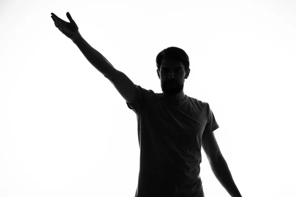 Άνθρωπος στη σκιά χέρια χειρονομία θέτουν ανώνυμο τρόπο ζωής — Φωτογραφία Αρχείου