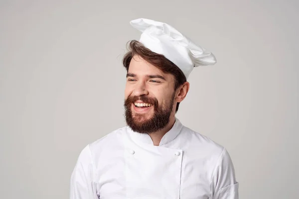 male cook Chef uniform Cooking emotions light background