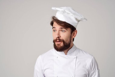 Erkek işçi üniforması meslek mutfağı poz stüdyosu