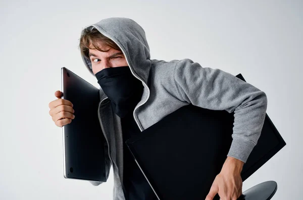 Hacker stealth technique robbery safety hooligan Lifestyle — Stock Photo, Image