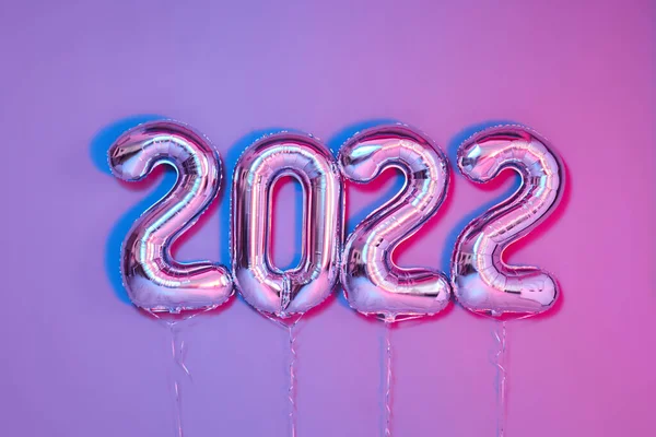 Balloon number 2022 Christmas or New Year Object render ballon with ribbon — Stock Photo, Image