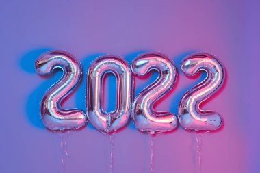 Folyo balonları 2022 Noel veya Yeni Yıl Dekoratif Tasarım elementleri parlak renk