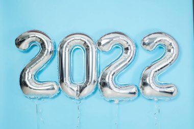 Yukarıdaki balonlardan Noel veya Yeni Yıl Nesnesi kurdele mavisi arkaplanlı balonu oluşturur