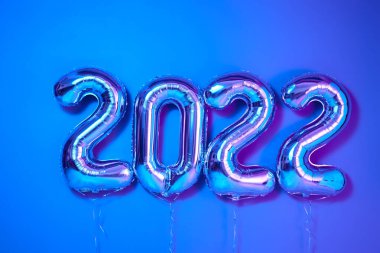 Folyo balonları numarası 2022 Kutlama partisi Posteri Parlak Rengi