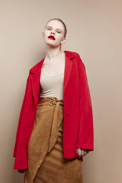 pretty woman cosmetics red lips fashion studio model unaltered