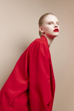 fashionable woman cosmetics red lips fashion isolated background