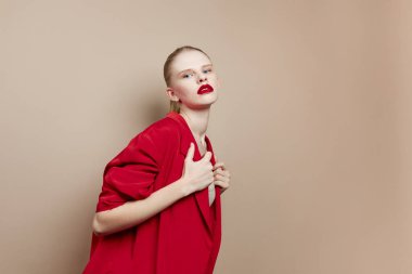 fashionable woman cosmetics red lips fashion Lifestyle posing