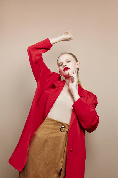 fashionable woman cosmetics red lips fashion isolated background