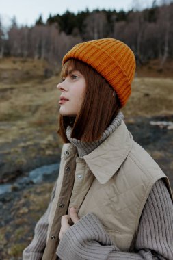 woman posing on nature. High quality photo