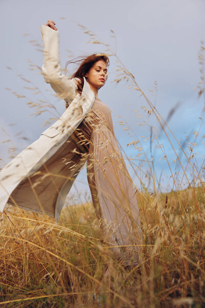 pretty woman wheat countryside landscape freedom harvest
