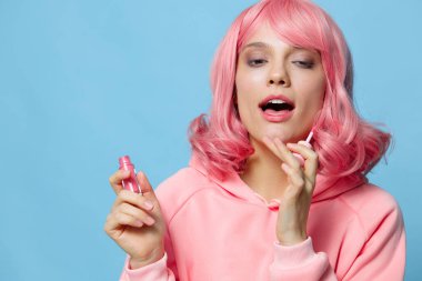 Ruj sürmüş bir kadın. Yüksek kalite fotoğraf