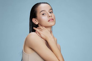 Esmer cazibesi saf ten yakın çekim moda yaşam tarzı