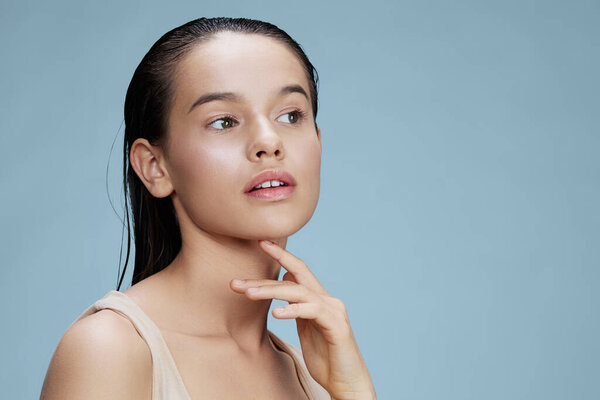 женское лицо косметика чистая кожа нежность изолированный фон