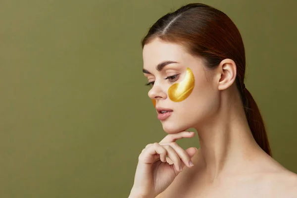 portrait woman patches rejuvenation skin care fun after shower close-up Lifestyle